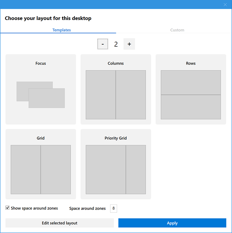 FancyZones zone editor